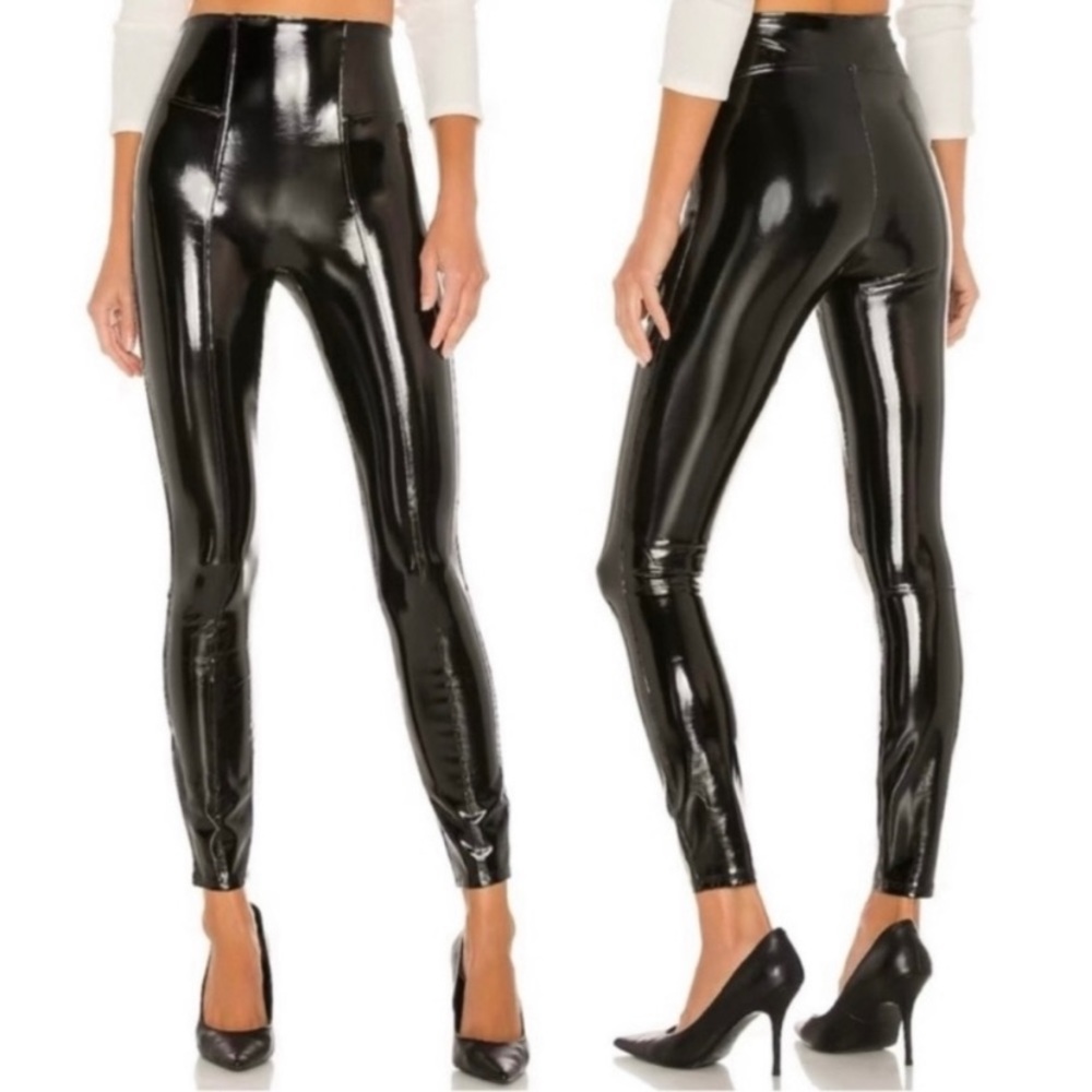 New Spanx Faux Patent Leather Legging Pants Black large run small sold out